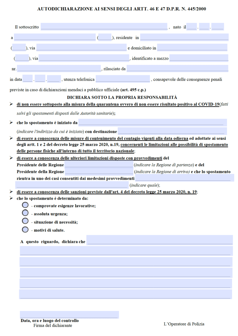 Autocertificazione Fase 2 Nuovo Modulo Da Stampare E Direttive 4 Maggio